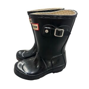 Hunter Original Kids Black Gloss Rain Boots SIze 10/11